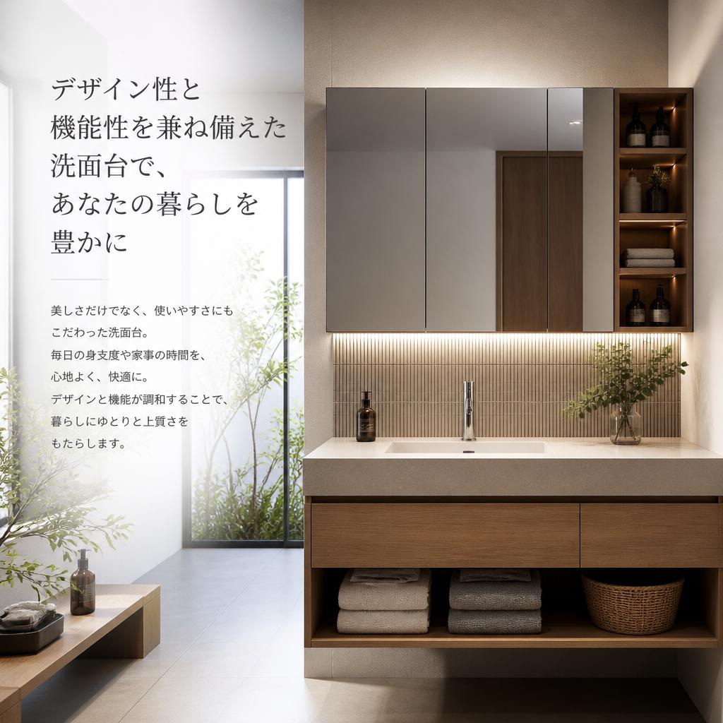 デザイン性と機能性を兼ね備えた洗面台で、あなたの暮らしを豊かに