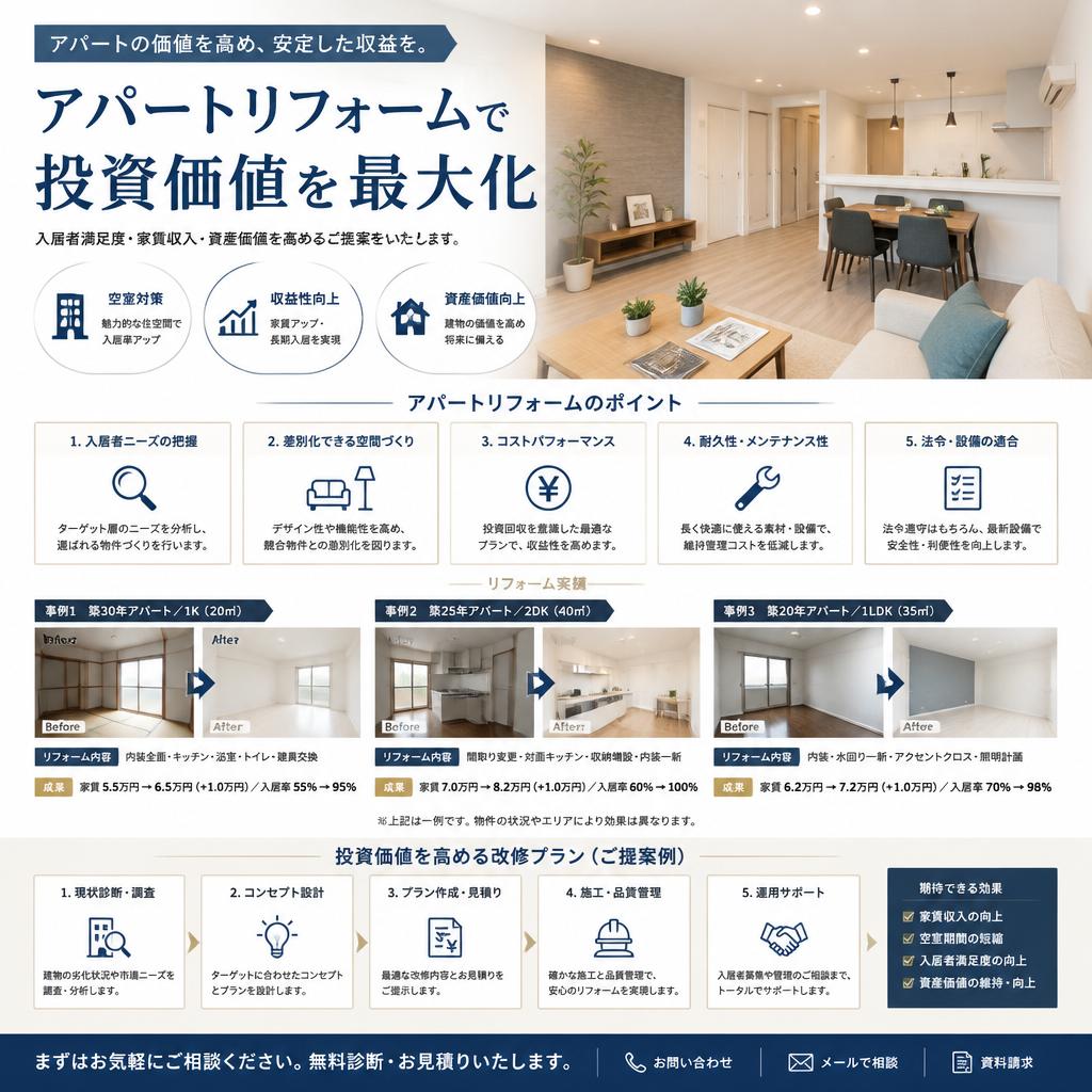 アパート改修で価値を向上