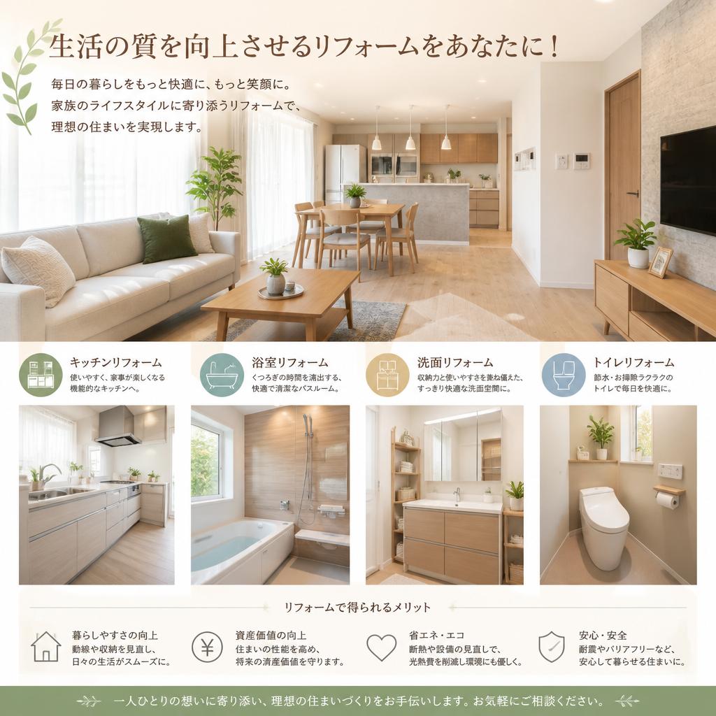 生活の質を向上させるリフォームをあなたに！