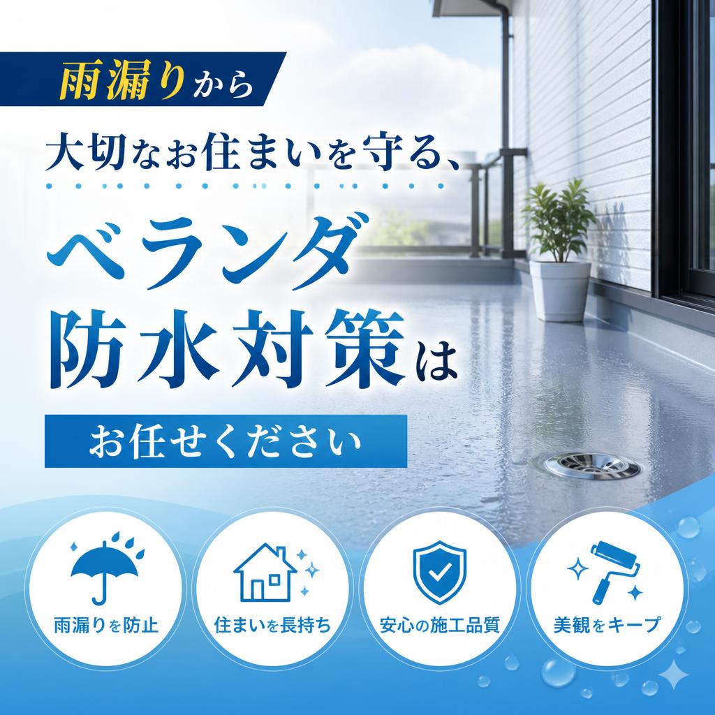 雨漏りから大切なお住まいを守る、ベランダ防水対策はお任せください