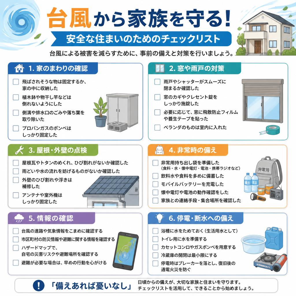 台風から家族を守る！安全な住まいのためのチェックリスト
