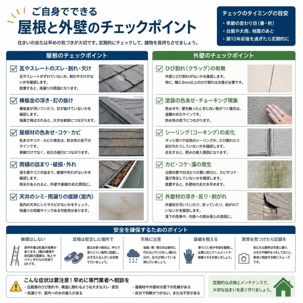 自宅の状態をセルフチェック！屋根と外壁の確認方法