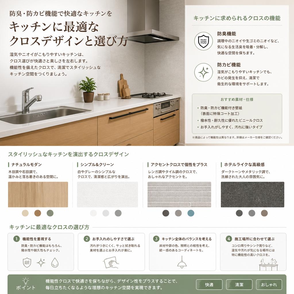 キッチンの内装デザインに最適なクロス