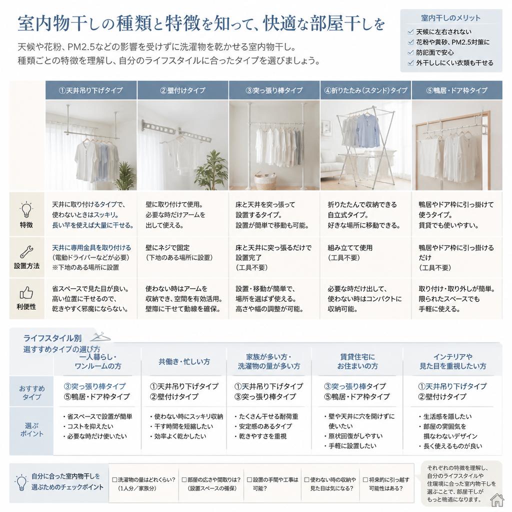 2. 多彩な室内物干しの種類