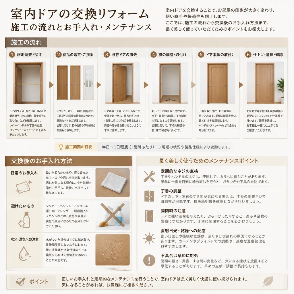 施工の流れとお手入れ方法