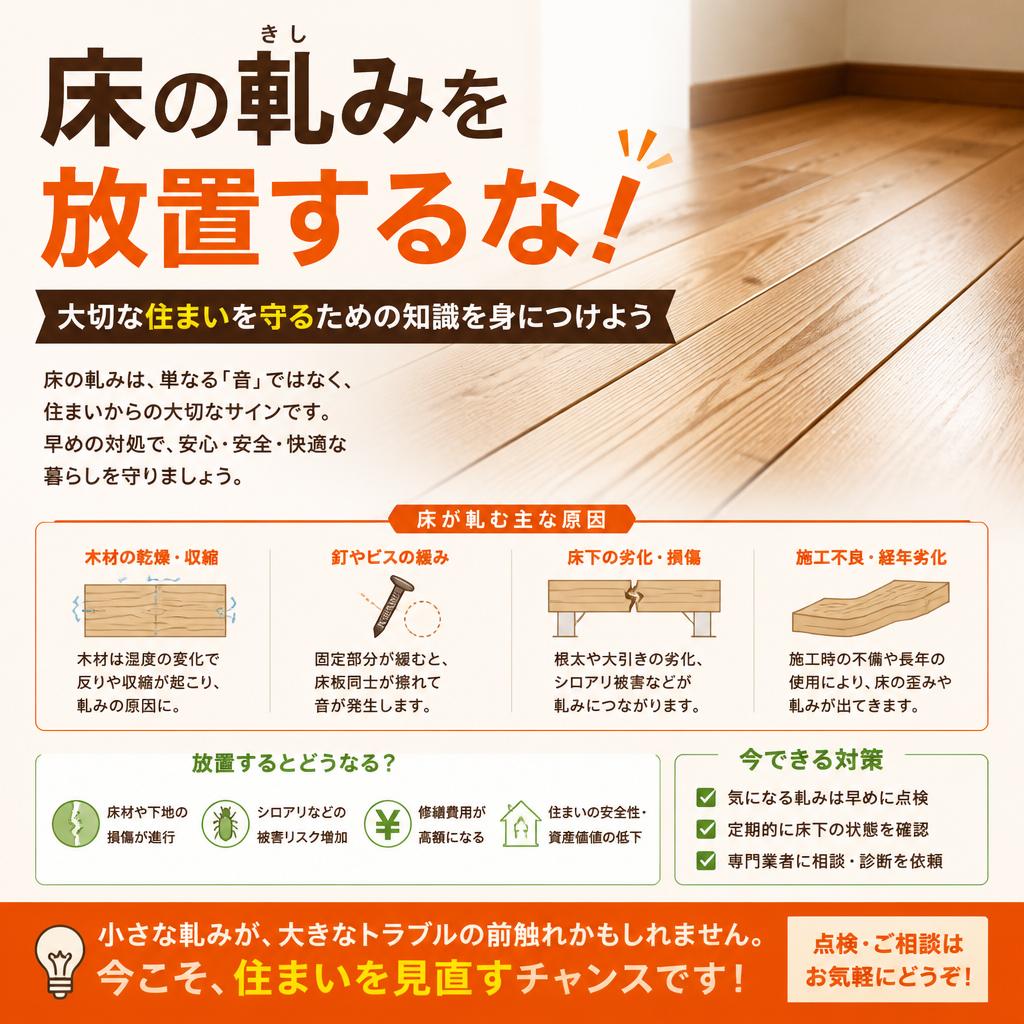 床の軋みを放置するな！大切な住まいを守るための知識を身につけよう
