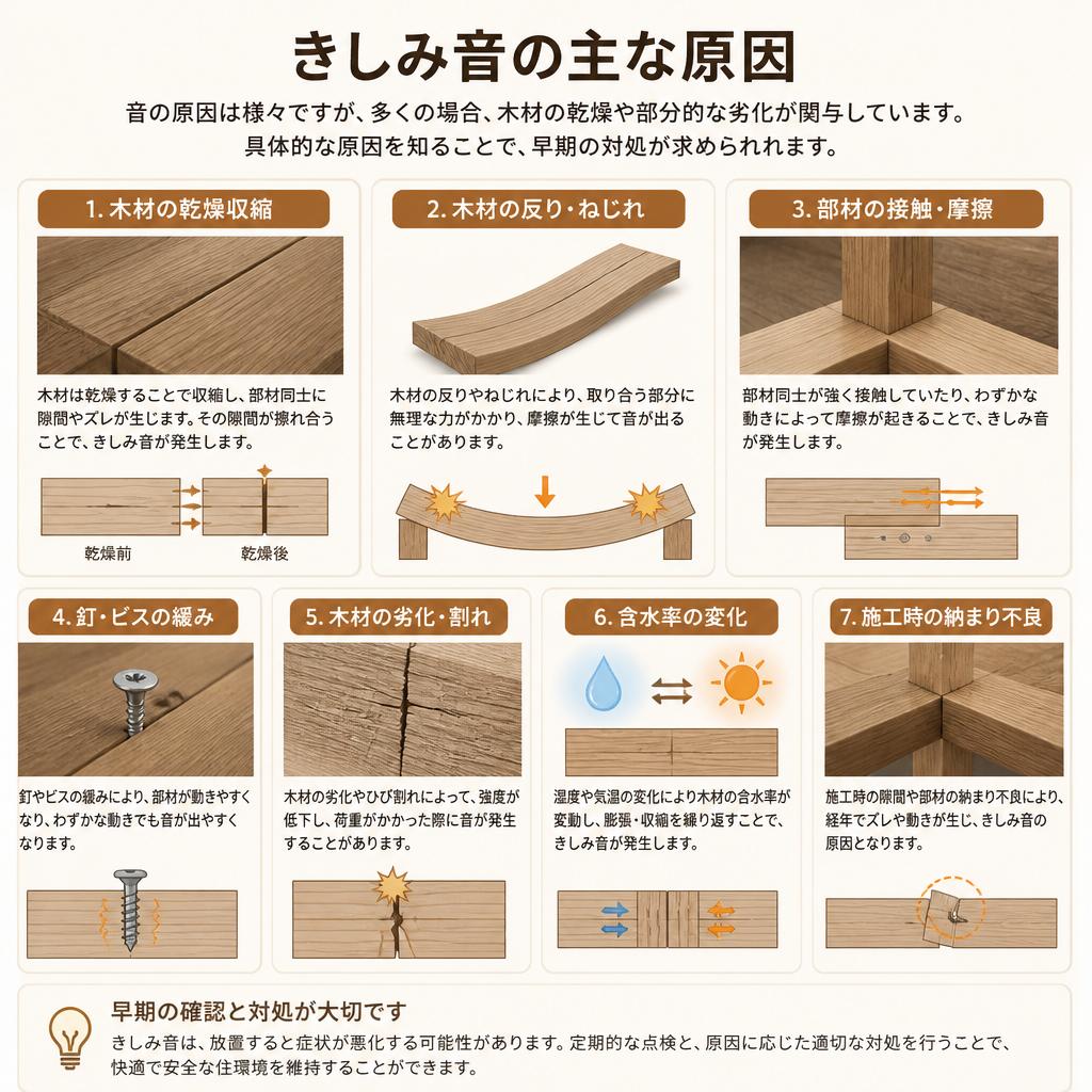 床の軋みの原因とは？