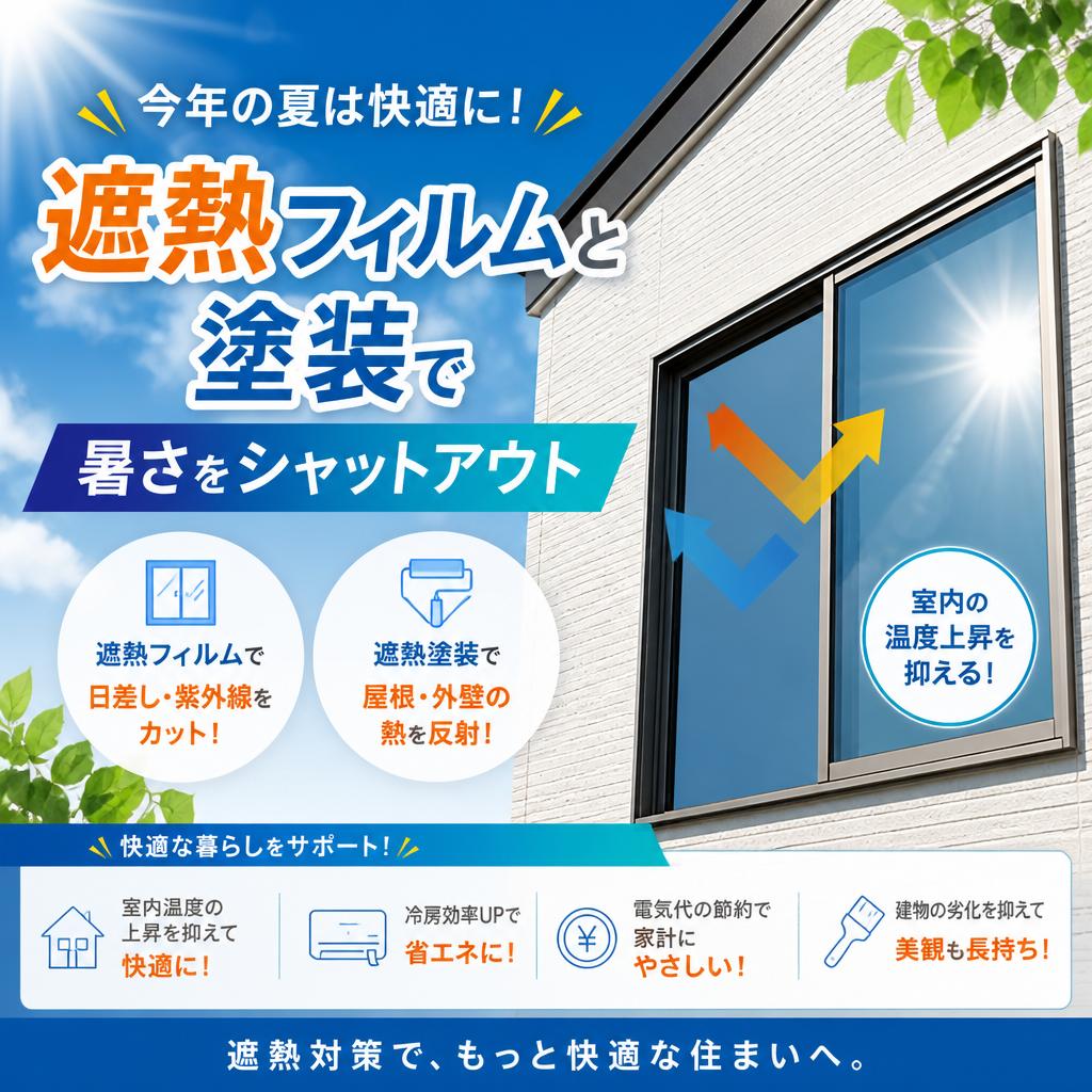 今年の夏は快適に！遮熱フィルムと塗装で暑さをシャットアウト