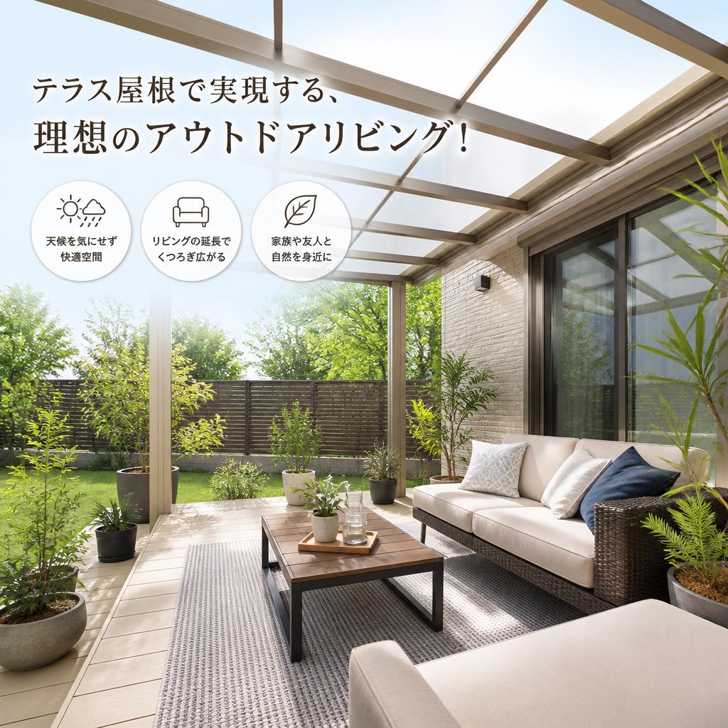 テラス屋根で実現する、理想のアウトドアリビング！