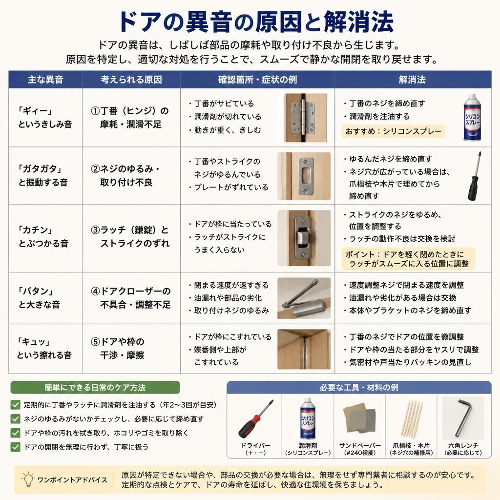 ドアの異音の原因とその解消法